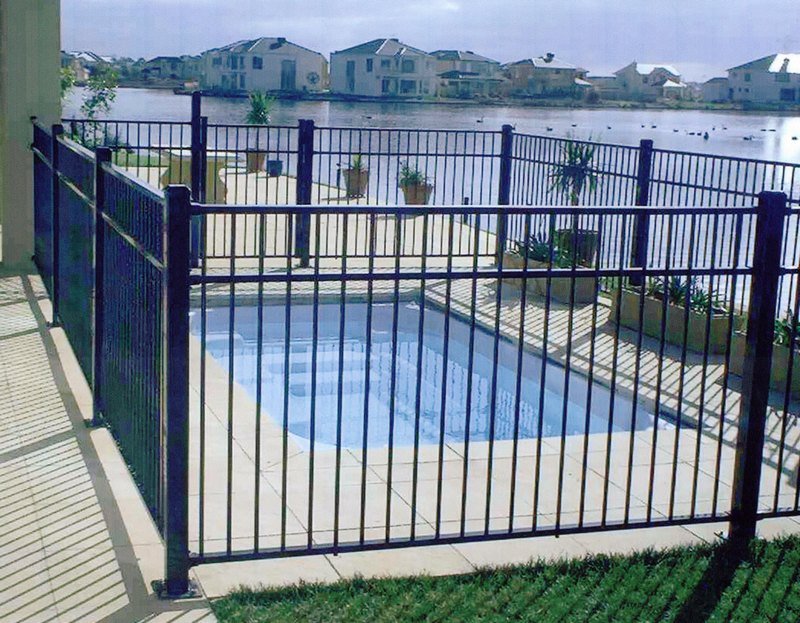black aluminum pool fence